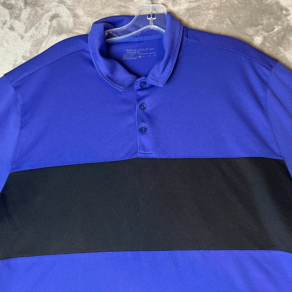 Nike Golf Polo Shirt Mens Golfing Athletic Black Blue Sport Activewear